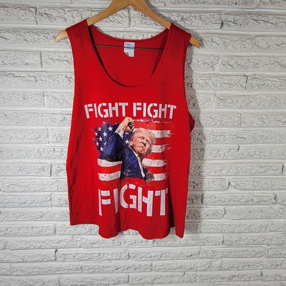 Donald Trump Womens XXL 2XL Plus Tank Top Red Fight Pennsylvania Rally NOV70E